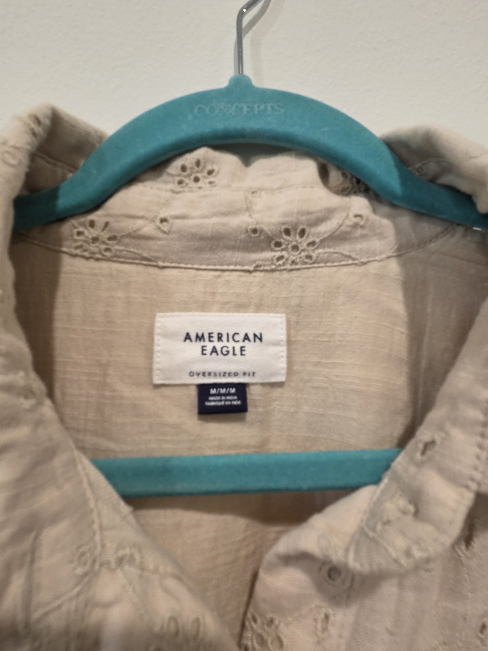 American Eagle Outfitters Cream Eyelet Button-Up Shirt - Picture 3 of 6